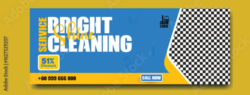 Bright cleaning concept with cleaning supplies and text overlay for advertising