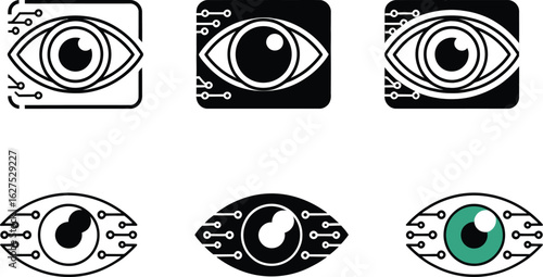 Cyber vision set for security, technology or futuristic concept