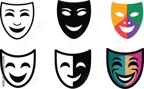 Explore diverse emotions with expressive smiling theatre masks