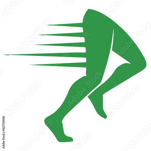 Green Crouching Runner with Speed Trail Vector Illustration
