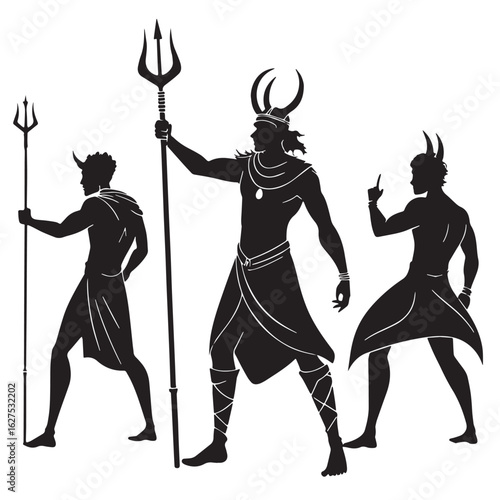 black trickster gods Silhouette Vector, High Quality Illustration on White Background