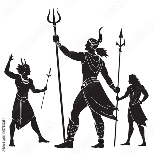 black trickster gods Silhouette Vector, High Quality Illustration on White Background