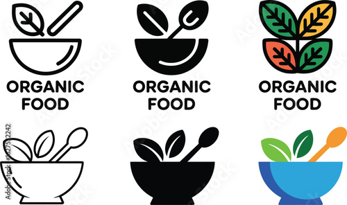 Mortar and pestle with herbs icon set