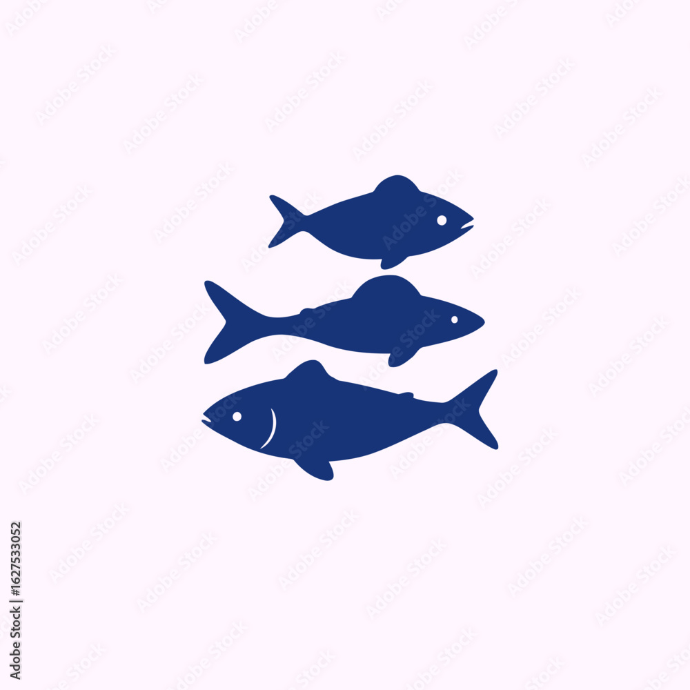 Obraz premium Isolated silhouette vector illustration of a fish in the sea