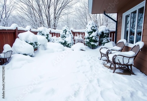 Wallpaper Mural A thick blanket of fresh snow softly covers a patio, undisturbed,  deck,  white Torontodigital.ca