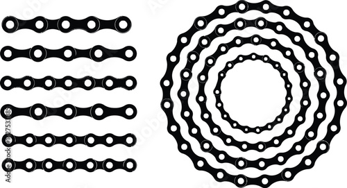 Dynamic bicycle chain designs offering strength and stylish mechanical appeal