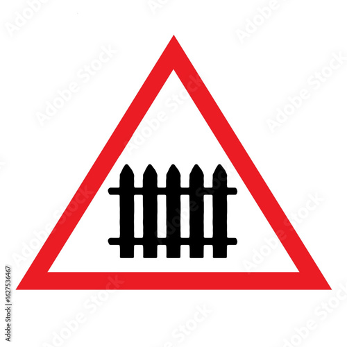 guarded level crossing sign road rules traffic sign symbol design illustration 1.eps
