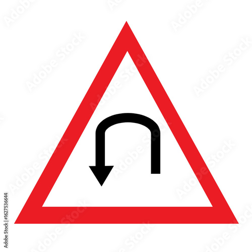 left hair pin bend traffic sign rules road illustration design .eps
