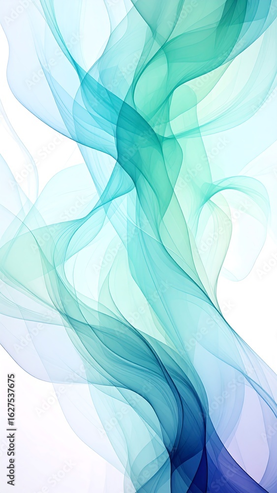 Fototapeta premium Abstract swirling shapes of translucent teal and blue
