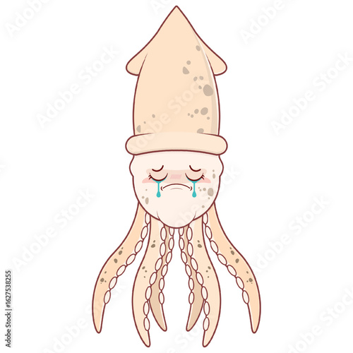 Octopus crying face cartoon cute