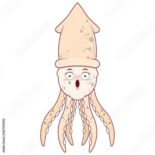 Octopus scared face cartoon cute