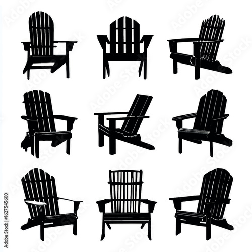 adirondack chair silhouette set, Black & White silhouette set 