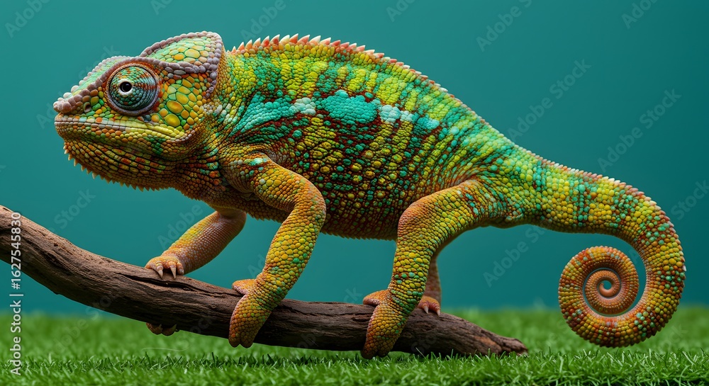 Obraz premium Colorful chameleon standing on branch