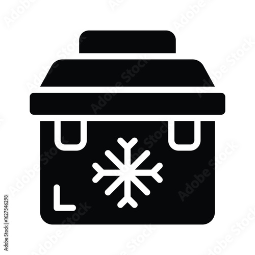 Visually engaging glyph icon of portable icebox cooler