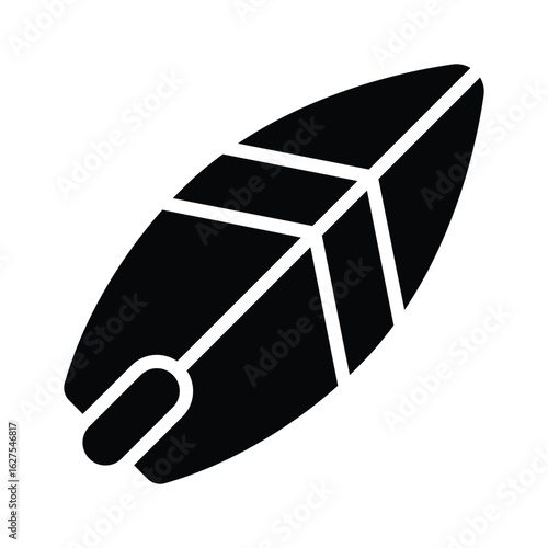 A premium glyph icon of active surfboard board