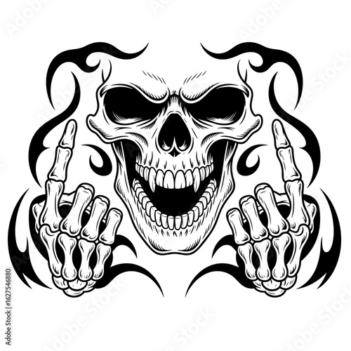 Black cool angry skull