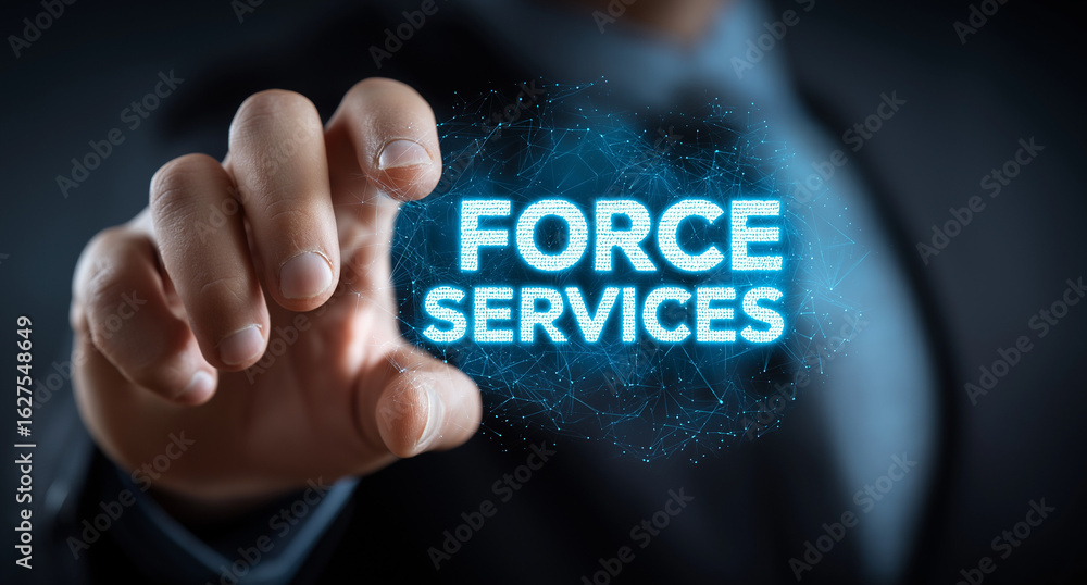 custom made wallpaper toronto digitalBusinessman holding a virtual hologram icon of service and support with the text Force Services,