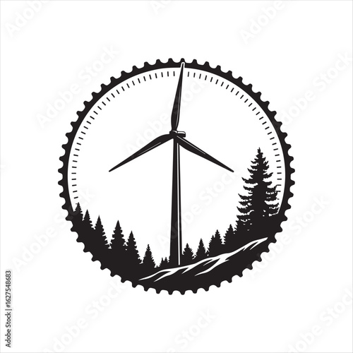wind turbine vector silhouette clip art logo design illustration