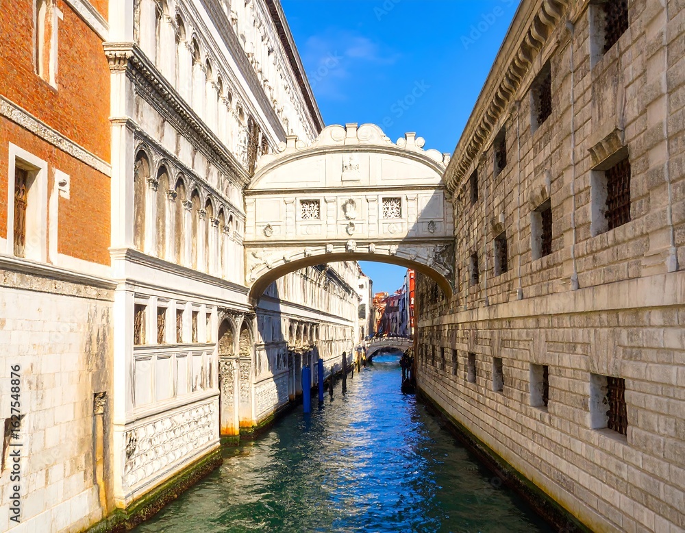Obraz premium Venetian canal bridge under bright sky (1)