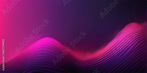 Abstract wavy pink and purple vector background with flowing lines and curves