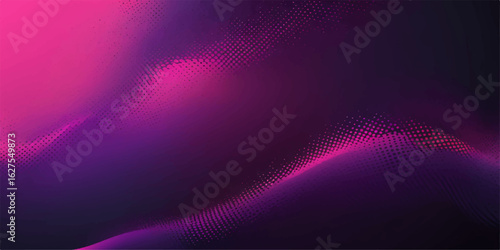 Flowing purple and pink waves create a smooth, bright abstract art backdrop with a gentle light and subtle energy