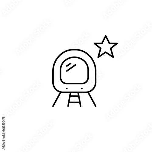 Subway train and star. Historic or iconic route, off peak hours transit. Pixel perfect, editable stroke vector icon
