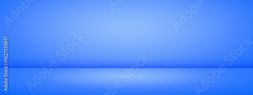 Blue studio background. Limbo bg for product presentation. Modern banner with empty space for advertising text. Vector illustration.