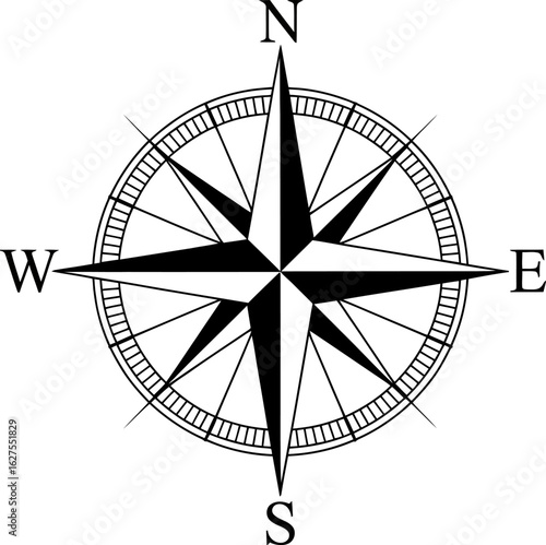 Compass rose vector north south east west navigation design
