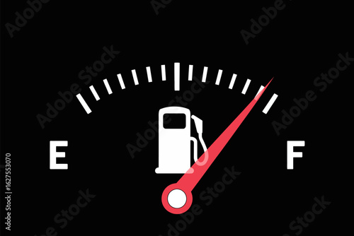 Fuel gauge full indicator gas tank level automotive concept
