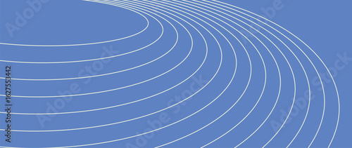 Abstract curved white lines on blue background. Minimal vector wave pattern. Modern backdrop for presentation, banner, or poster design.