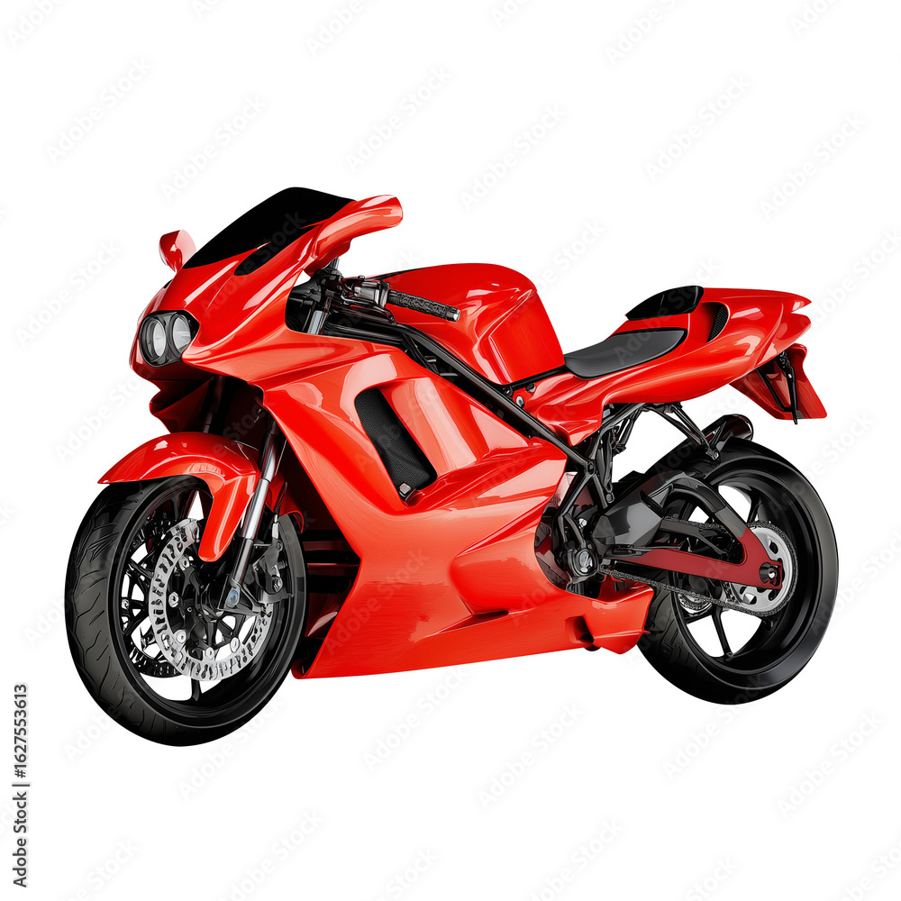 red motorcycle isolated on white background