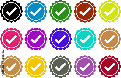 Five green check mark symbols for approval and verification