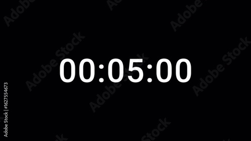 one Minute Digital Countdown Timer with minute, seconds, milliseconds from 0 to 60 seconds on transparent background, one minute countup video with alpha  channel.