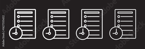 testing time icon thin flat outline style vector sign. testing time icon thin outline logo mark set. Vector isolated elements concept. 
