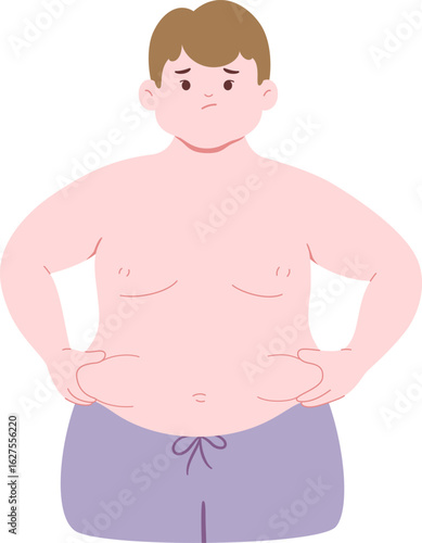 Overweight Man Holding his Belly Illustration