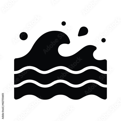 Check out this glyph icon of ocean water wave
