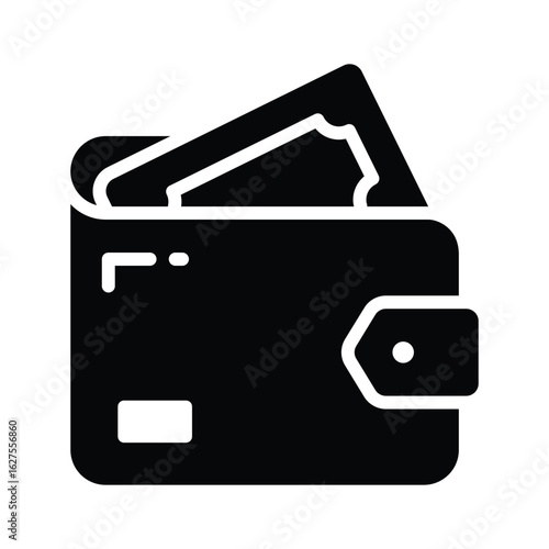 Visually appealing glyph icon of lost travel wallet