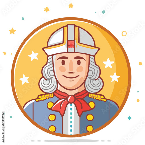 Stylized Portrait of a Man in a 18th Century Military Uniform with a Wig