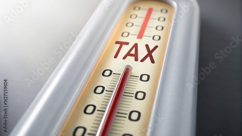 higher taxes Tax thermometer measuring financial pressure and deadlines.