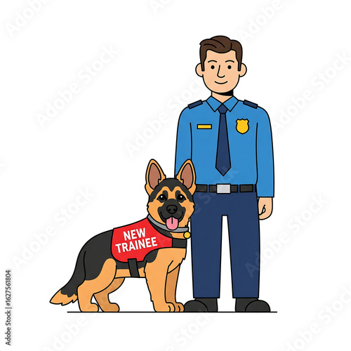 police officer with german shepherd dog clip art preview