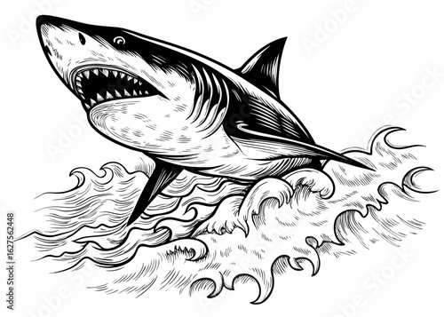 Great White Shark Jumping Out of Water