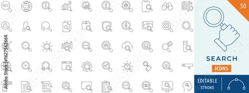 Search icon collection set. Editable stroke.
