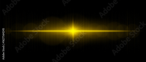 Horizontal starburst with bright central point and vivid radiating beams, great for backgrounds, overlays, highlights, and visual accents.
