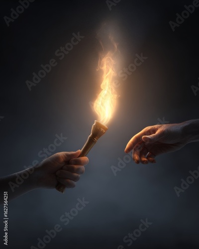 A symbolic torch is passed between hands, representing legacy, leadership, and shared responsibility.