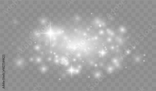 Starry twinkling lights effect isolated on transparent background for magical and celebration decor.