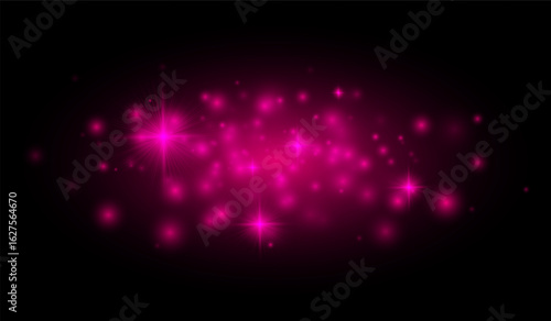 Multiple star-shaped flares and soft light particles for creating overlays, festive backgrounds, and graphic design projects.