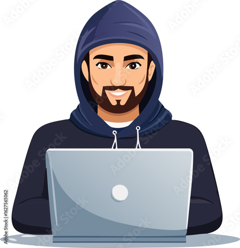 hacker stealing data from laptop