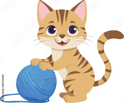 İp yumağıyla oynayan kedi