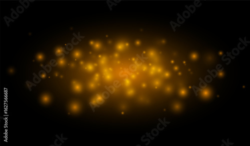 Soft glowing particles scattered on a dark field, creating an atmospheric light effect for overlays, decorations, backgrounds, and visual effects.
