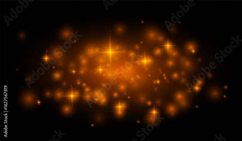 Star-shaped flares and luminous particles with a soft glowing effect, ideal for backgrounds, overlays, decoration, and digital visual effects.